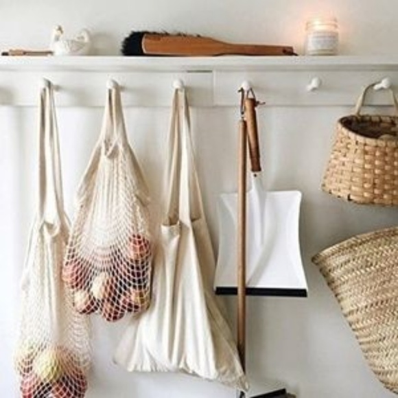 French Cotton Market Net Tote Bag/Dusty Rose/Short - Picture 7 of 8